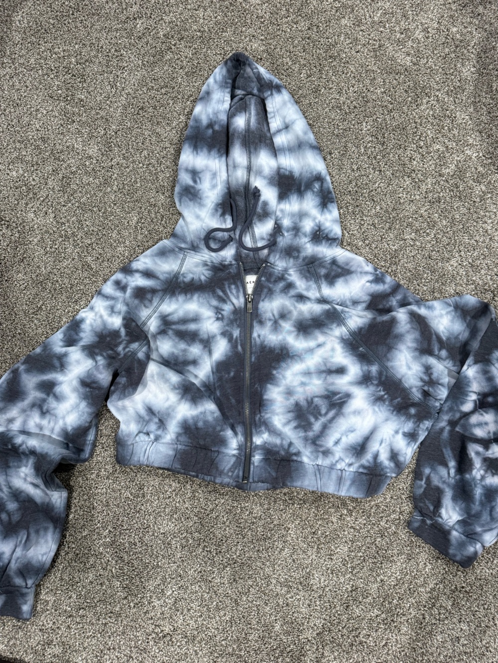 Aeropostale Gray & White Tie-Dye Zip Hoodie